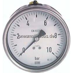 Chemie-Manometer waagerecht, 63mm, 0-25 bar