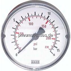 Manometer waagerecht (KU/Ms), 40mm, -1 bis 0 bar, G 1/8"