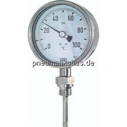 Bimetallthermometer, senk- recht D63/0 - 160°C/100mm