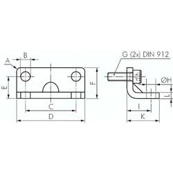 Fußbefestigung für Kompakt- zylinder 12 und 16 mm